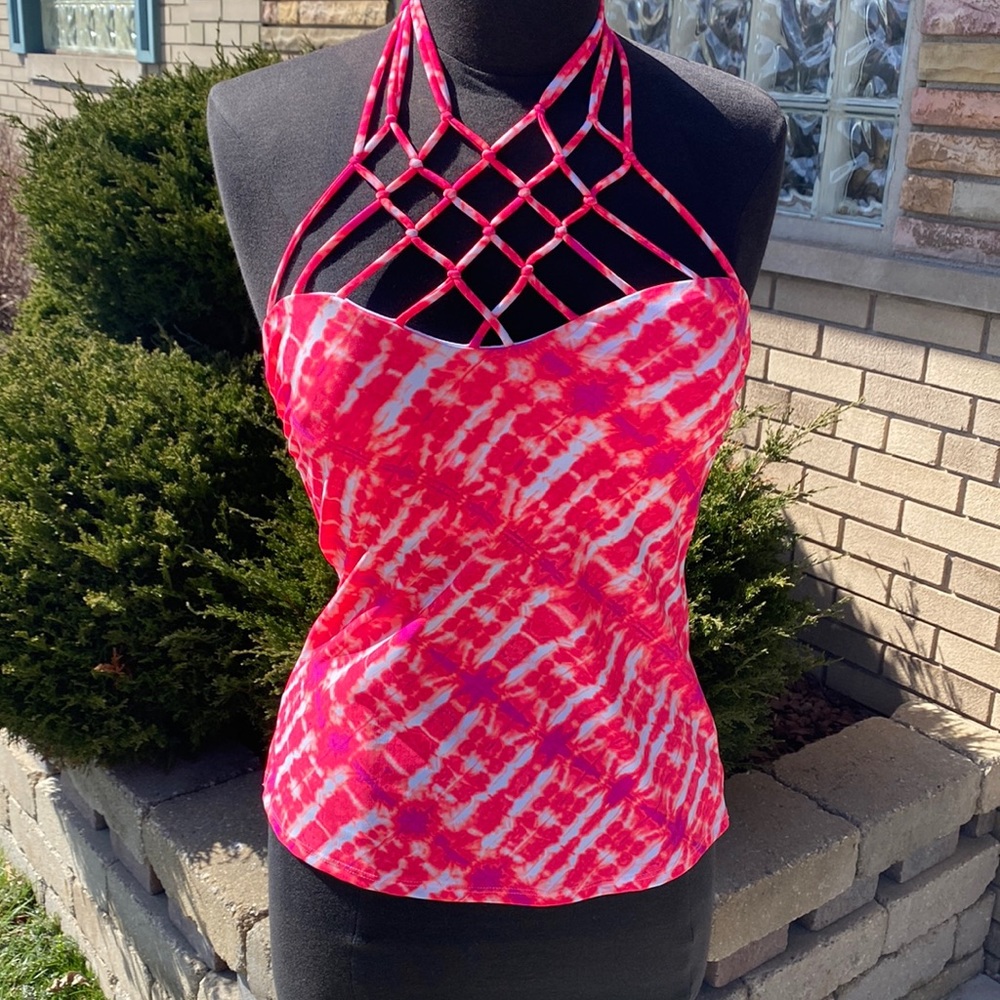 Island Escape tie dye Padded Cups Tankini Top Sz 6 New